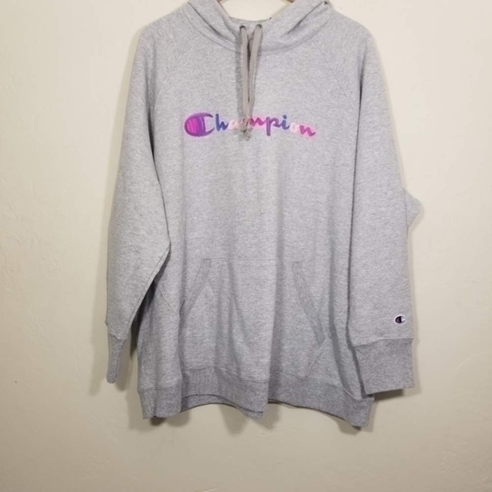 NWT Champion Hoodie Logo Sweatshirt Pullover Gray Size 2X